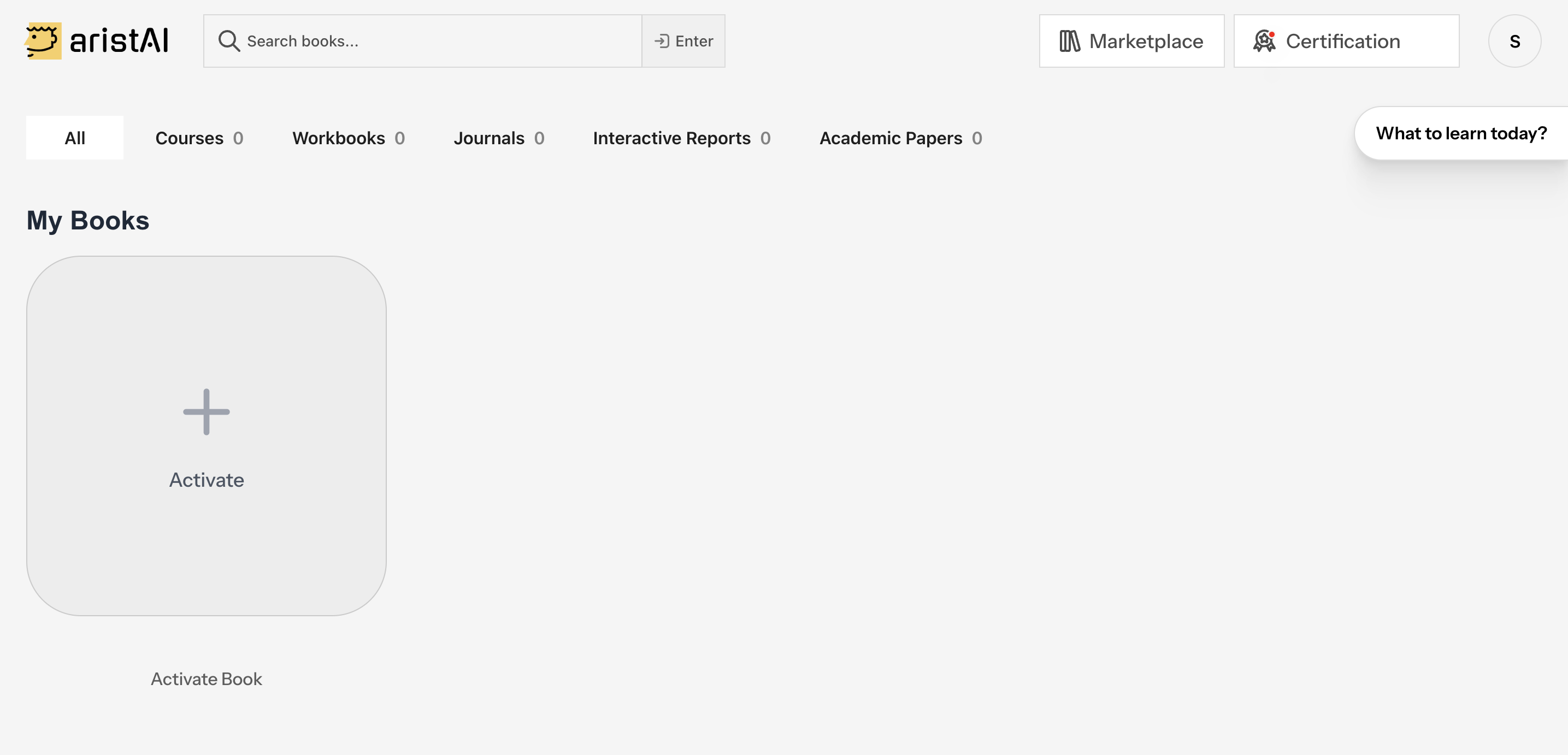 My Books page with Activate tile
