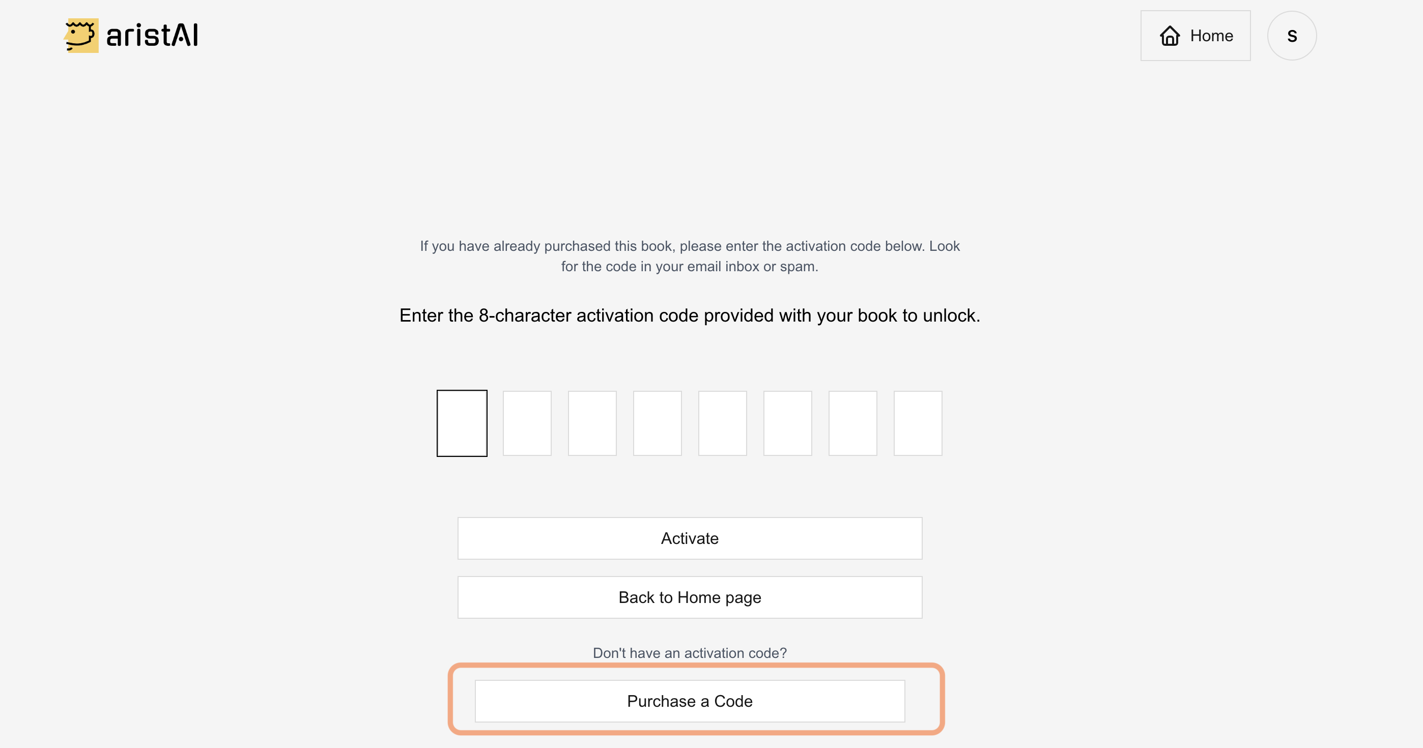 Activation page showing Purchase a Code option