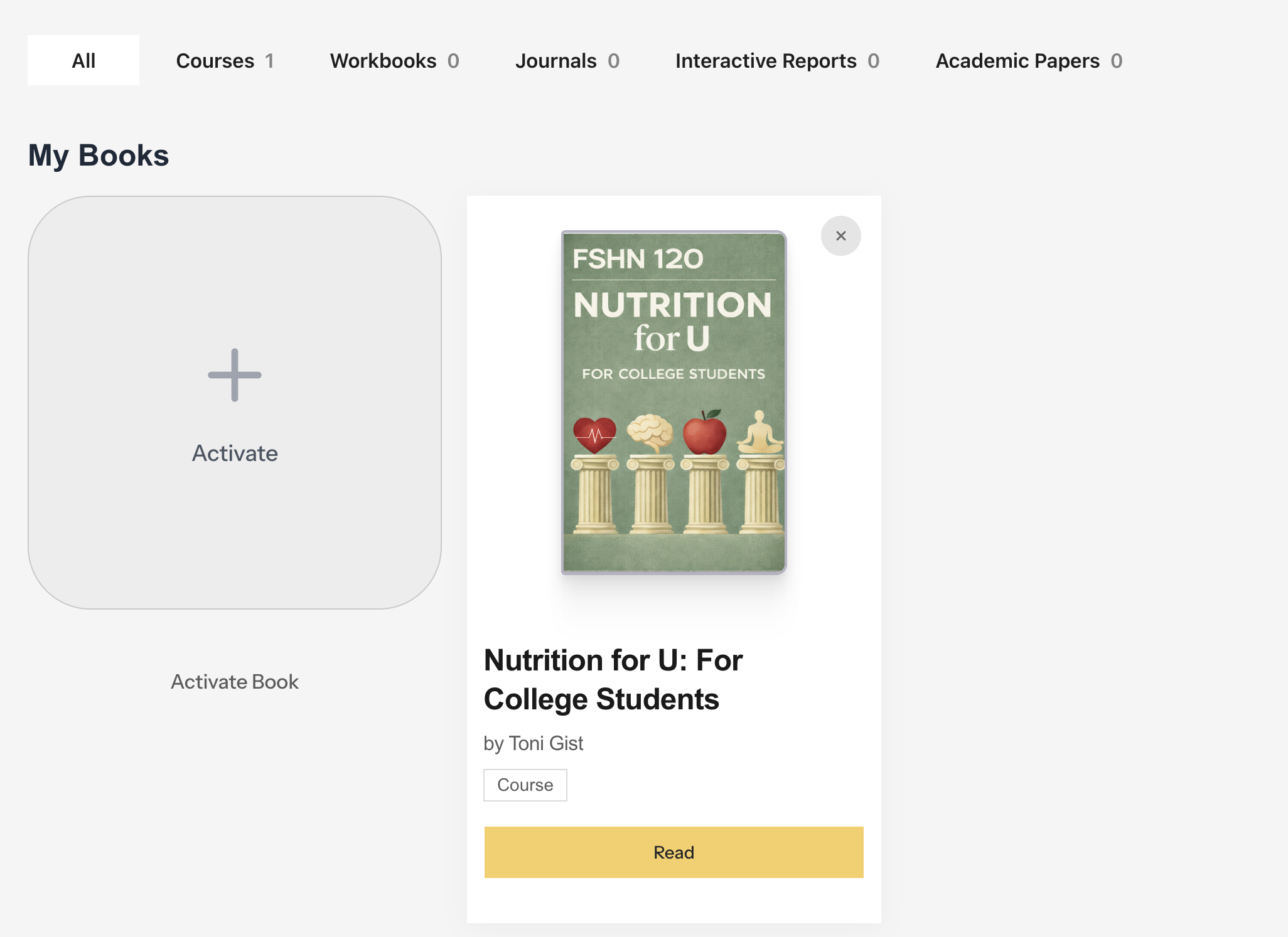 My Books showing Read button
